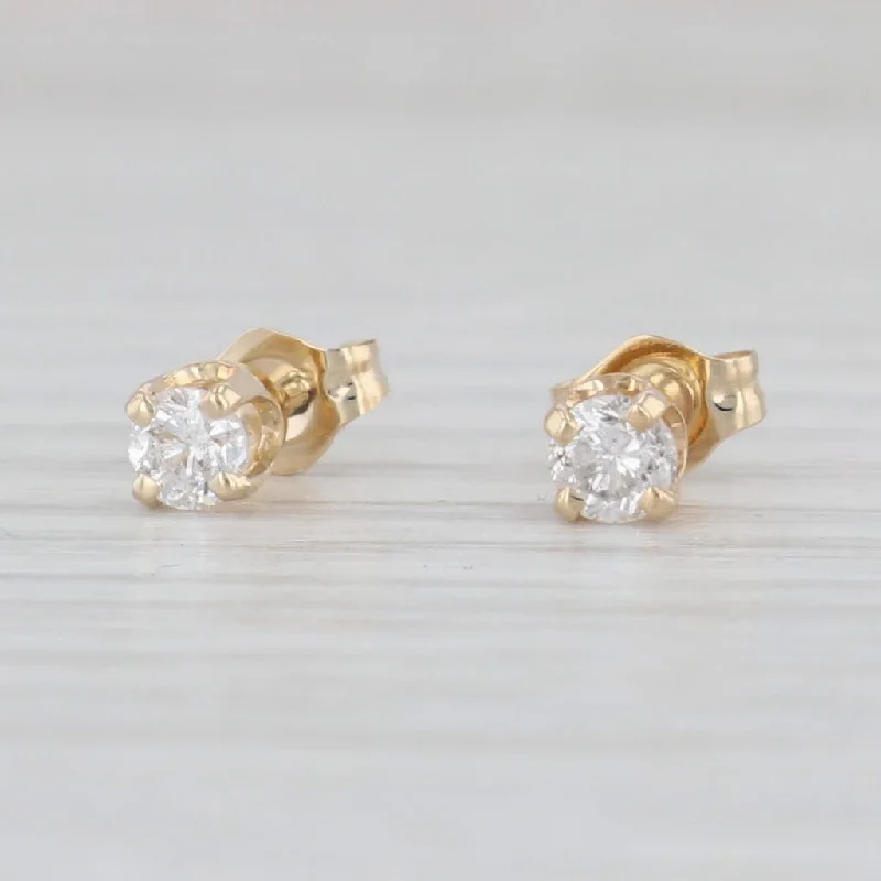 Fine Silver Earrings for Women-0.33ctw Diamond Stud Earrings 14k Yellow Gold Round Solitaire Studs