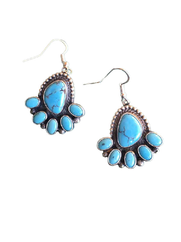 Classic Pearl Earrings for Weddings-Like a Bear Footprint Turquoise French Wire Earrings