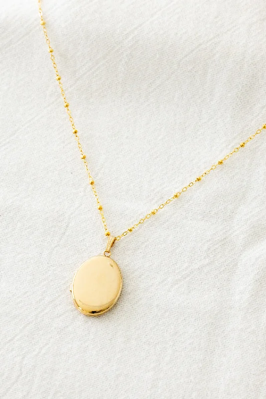 Custom Gold Necklace with Infinity Symbol-Plain Oval Locket Necklace