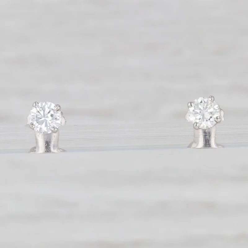 Fancy Drop Earrings with Diamonds-0.69ctw Round Diamond Stud Earrings 14k White Gold Pierced