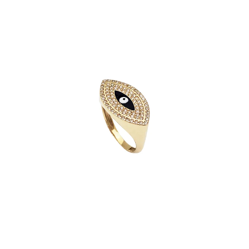 Customizable Men’s Ring with Personal Engraving-Evil-Eye Expand CZ Ring (14K)