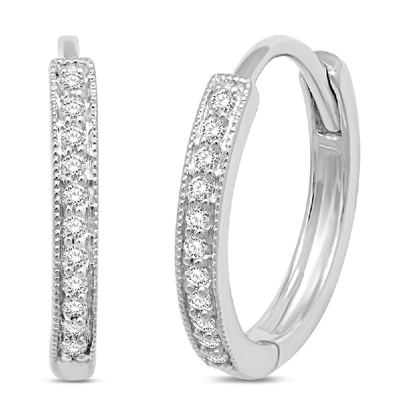 Luxury Diamond Drop Earrings-14K White Gold  1/10 Ct.Tw.Diamond Stackable Earrings