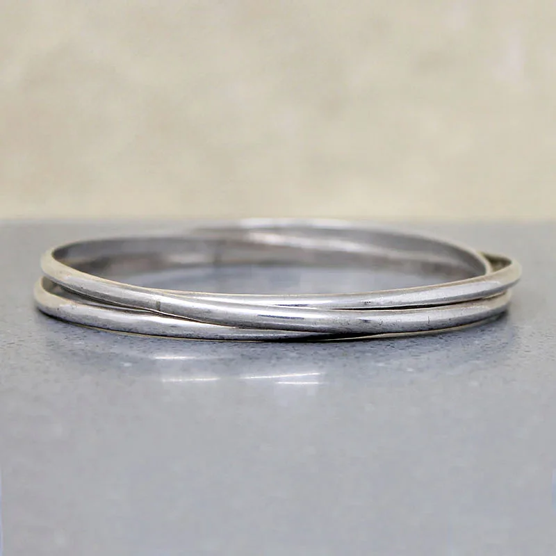 Custom Stackable Bangles for Everyday Wear-Three Sterling Silver Bangle "Stack" Bracelet