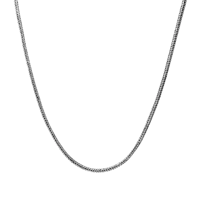 Personalized Couple Necklace with Engraving-Square Wheat Chain (Silver)