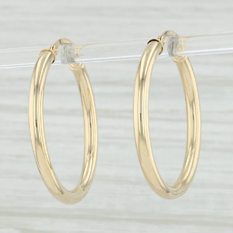 Gold Stud Earrings with Colored Stones-New Round Hoop Earrings 14k Yellow Gold 3 x 32mm Pierced Hoops