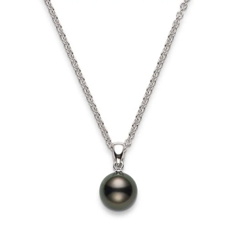 Vintage Pearl Necklace with Gold Accents-18ct White Gold Black South Sea Pearl Pendant