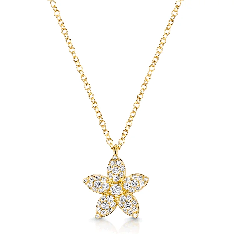 Custom Gold Necklace with Infinity Symbol-18ct Yellow Gold Bloom Collection Diamond Flower Pendant