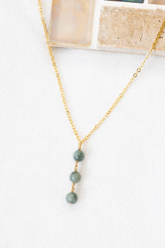 Luxury Silver Necklace with Diamonds-Triple Stacked Jade Necklace