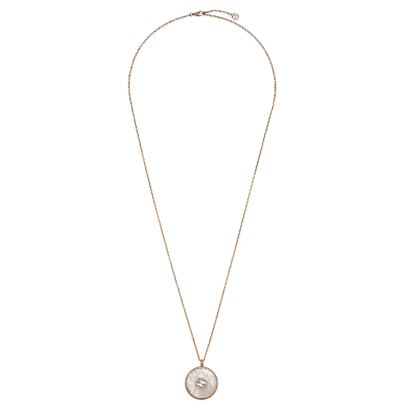 Classic Gemstone Necklace for Weddings-Gucci Interlocking 18ct Rose Gold Mother Of Pearl And Diamond Necklace