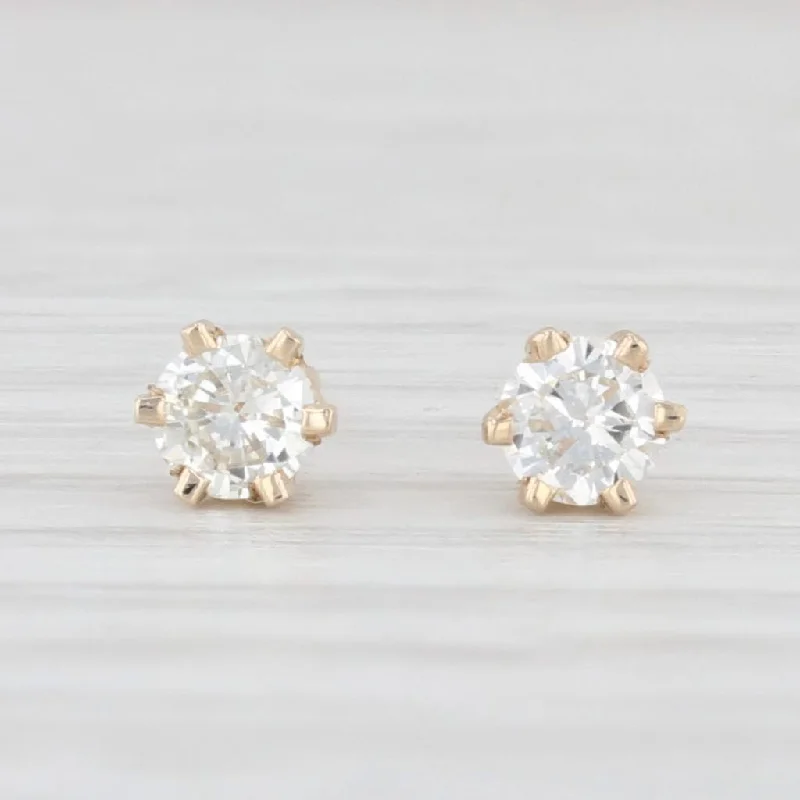 Bold Crystal Earrings for Parties-0.20ctw Diamond Stud Earrings 14k Yellow Gold Round Solitaire April Birthstone