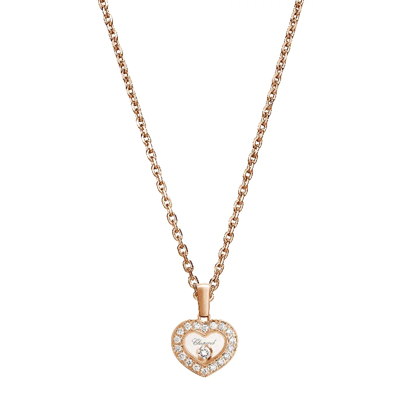 Silver Necklace with Birthstone Pendant-Happy Diamonds Icons 18ct Rose Gold Diamond Heart Pendant