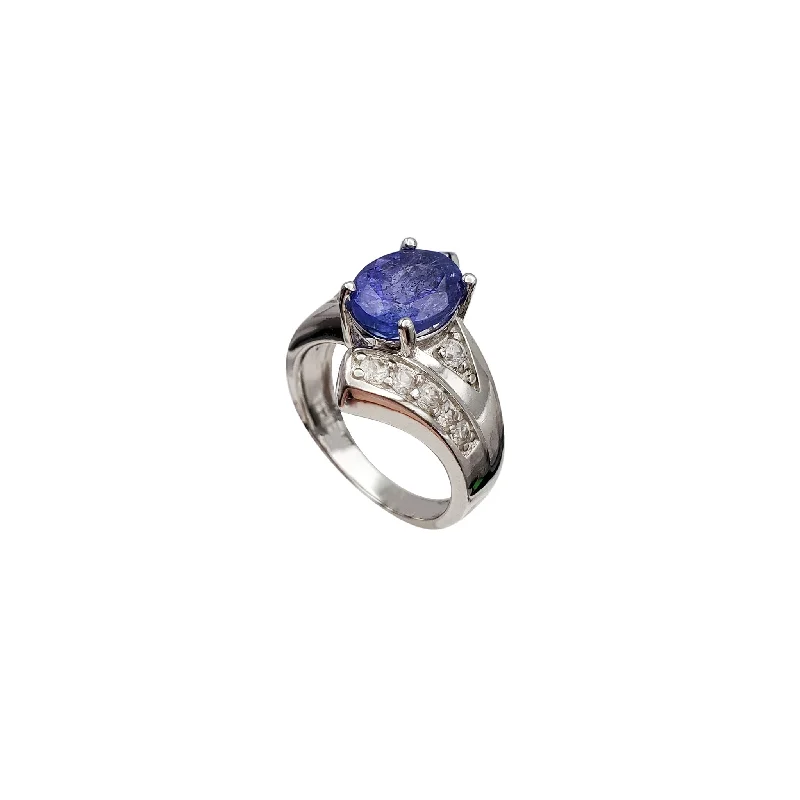 Elegant Sapphire Ring for Anniversary Gifts-Criss Cross CZ Ring (Silver)