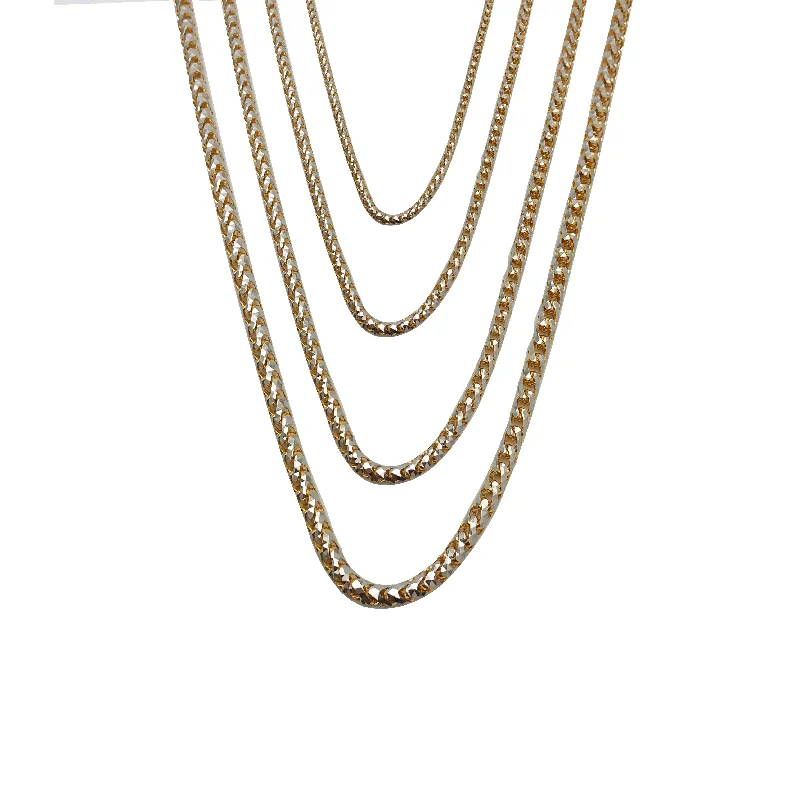 Designer Necklace with Pearl and Gold Details-Two-Tone Franco Chain (14K)