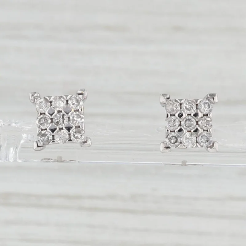 Statement Earrings for Glamorous Events-0.45ctw Round Diamond Square Stud Earrings 10k White Gold