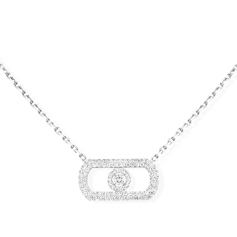 Simple Necklace with Gold Pendant for Brides-So Move 18ct White Gold Pave Set Diamond Set Necklace