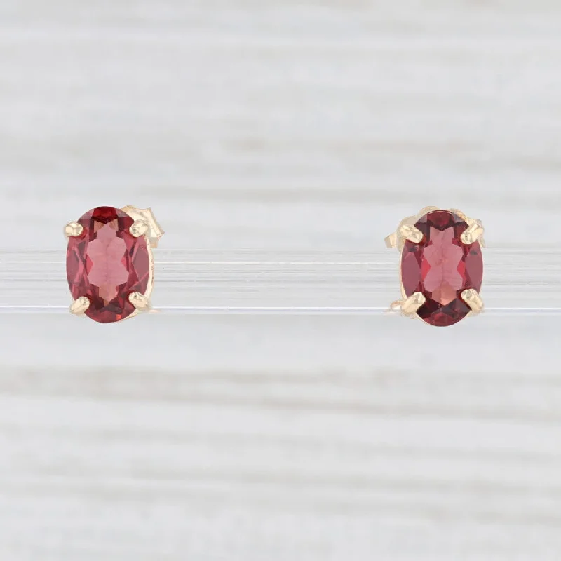 Stunning Drop Earrings for Evening Wear-New 1.70ctw Oval Garnet Stud Earrings 14k Yellow Gold January Birthstone