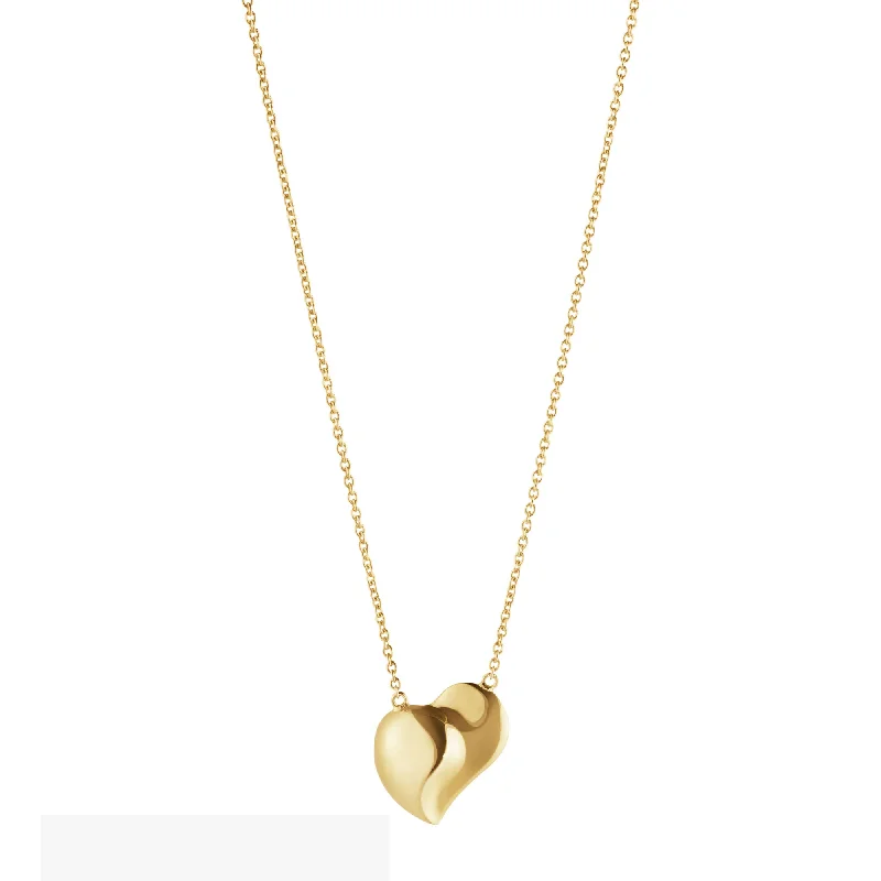 Classic Gold Necklace for Formal Wear-18ct Yellow Gold Heart Pendant