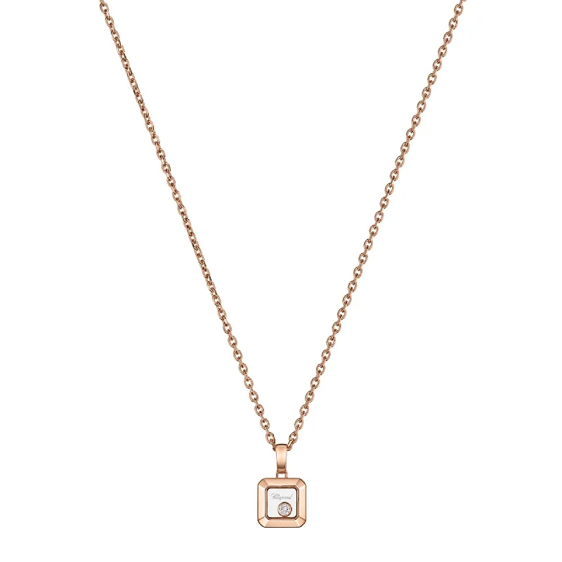 Customizable Sterling Silver Necklace for Weddings-18ct Rose Gold Happy Diamonds Icons Pendant