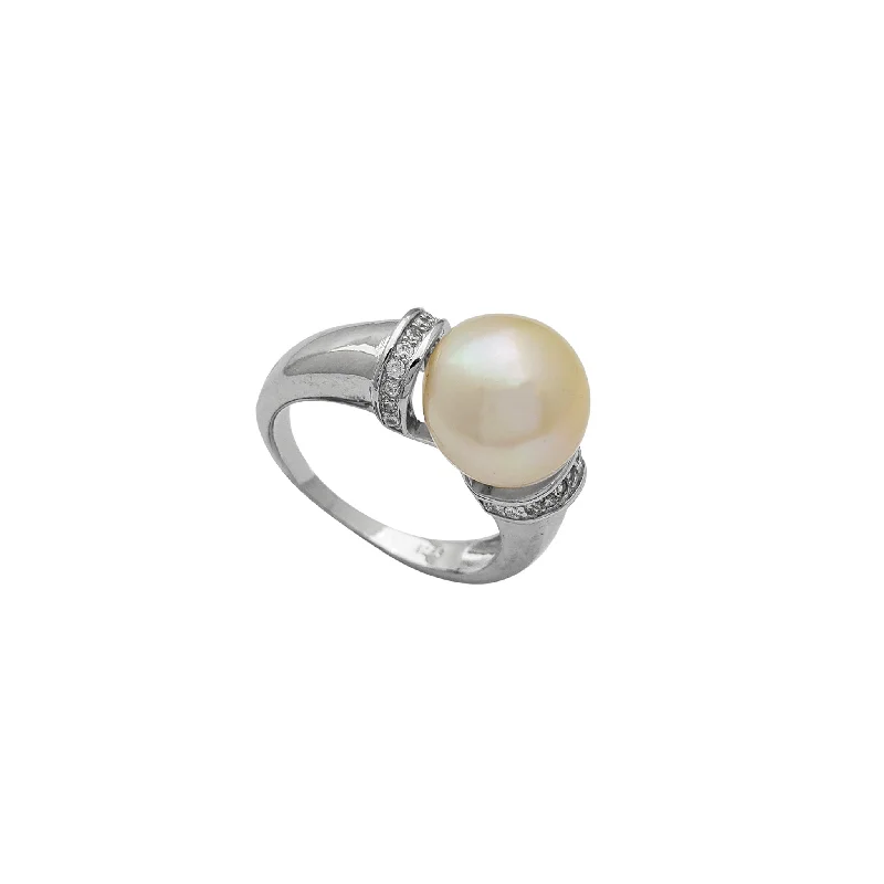 Personalized Gold Ring for Special Occasions-Zirconia & Pearl Ring (Silver)